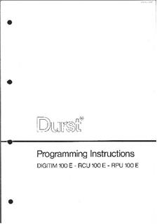 Durst Digitim 100 E manual. Camera Instructions.